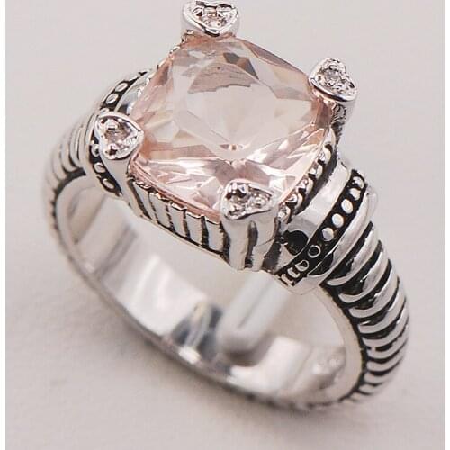 Morganite Women 925 Sterling Silver Ring F718 Size 6 7 8 9 10