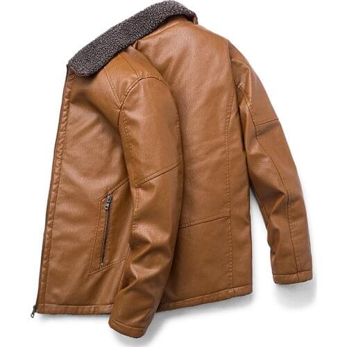 Mens Leather Jacket Slim Fit Plus Size Thick Fluffy Yellow Jacket Men Winter Casual PU Leather Faux Fur Collar Coat Male 7xl 8xl