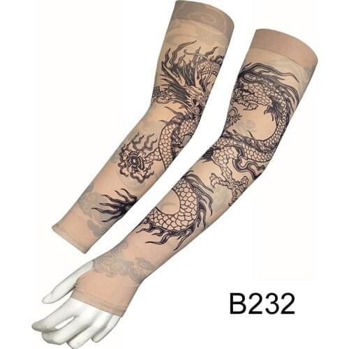 2pcs/lot Fake Tattoo Arm Sleeves for Men Women Dragon Design UV Protection Cooler Cycling Outdoor Driving Arm Sleeves Elastic