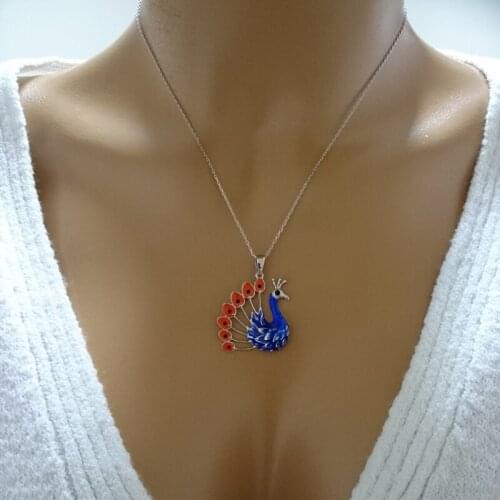 Peacock Necklace 925 Sterling Silver