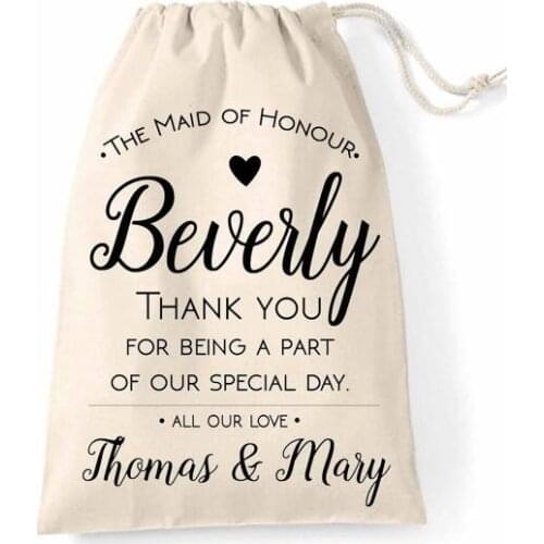Personalized Elegant Maid of Honour wedding Bachelorette Hangover Kit favor keepsake gift Bags bridal shower party Candy pouches