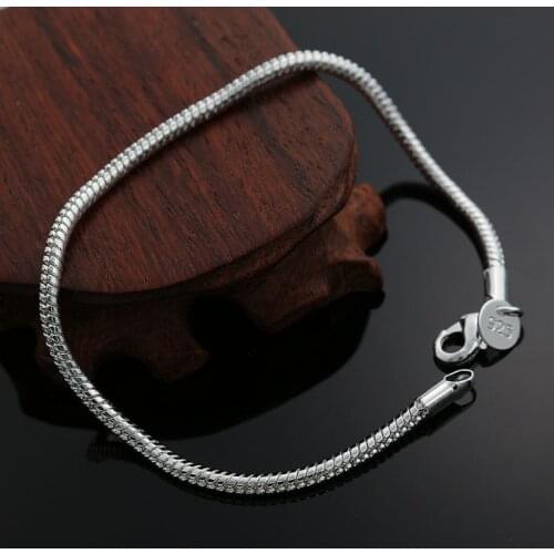 Valentines day gift Lady girl popular High quality silver color 3MM snake Bracelet free shipping H187 New fashion jewelry