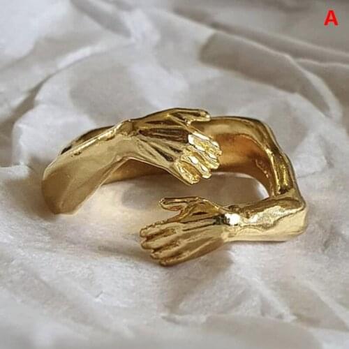 Romantic Love Hug Carved Hand Rings Forever Open Finger Adjustable Hand Ring