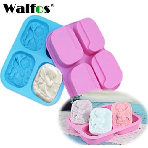 Walfos 4holes Angels Silicone Mold Die Food-Grade Material Angel Couple Soap Mold Cake Maker Tool Kitchen Bakeware Cake Supplies