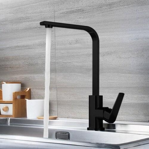 Kitchen Faucet Black Paint Seven-character Square Kitchen Faucet Single Hole Kitchen Faucet Faucet Sink Faucet