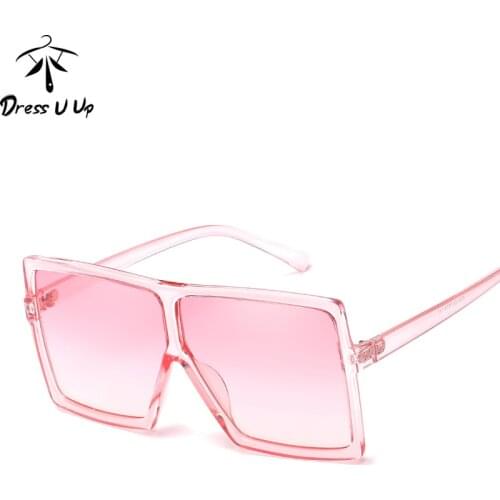 DRESSUUP Vintage Sunglasses Women Men Brand Designer Square UV400 Sun Glasses Pink Big Frame For Female Oculos De Sol