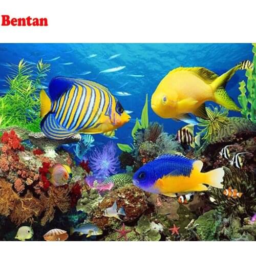 DIY Diamond Painting Fish Underwater World Full Diamond Embroidery sea view Cross Stitch kit Mosaic Painting Home Decor painting