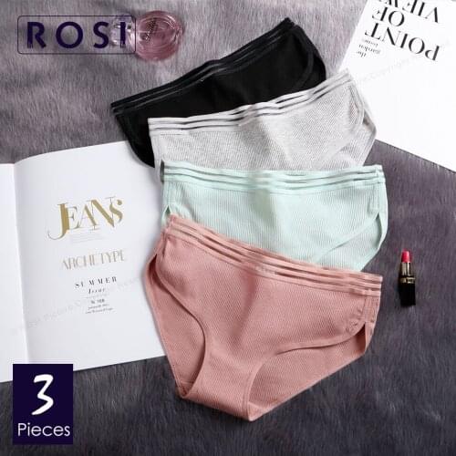 3Pcs/Lot Black Sexy Womens Seamless Underpants Cotton Panties Intimates Underwear Lingerie Ladies Briefs Shorts for Female ROSI