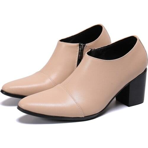 High Heels Business Dress Shoes Men Genuine Leather Retro Formal Shoes Gentleman Wedding Shoes Man Fashion Oxfords EUR Size47