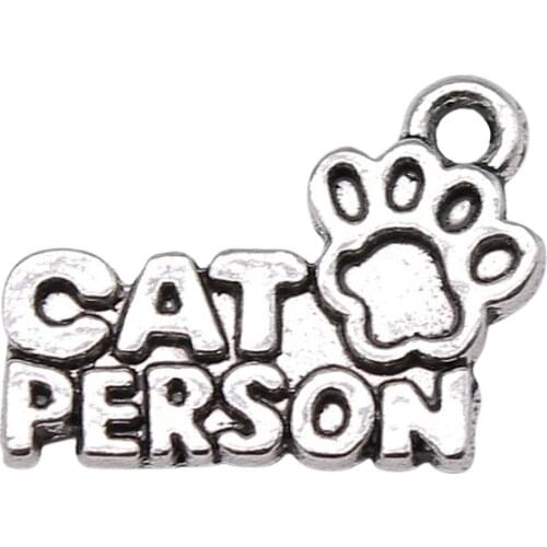 WYSIWYG 10pcs 18x13mm Cat Love Person Charm Cat Paw Person Charm Person Paw Cat Charms Antique Silver Color