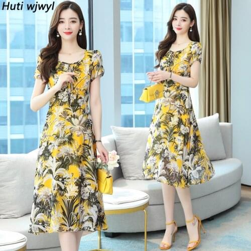 Plus Size Vintage Print Maxi Sundress 2021 Summer Floral Chiffon Boho Beach Midi Dress Casual Women Bodycon Party Chic Vestidos