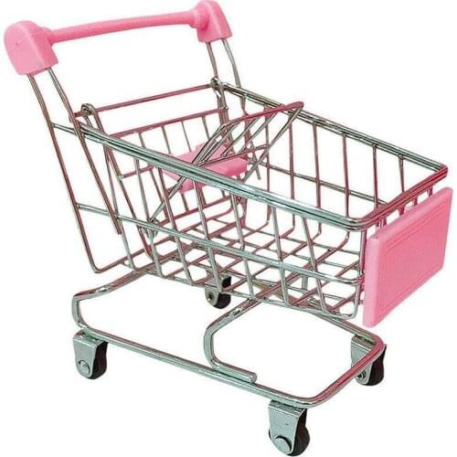 1pcs Simulation Mini Shopping Cart Kids Pretend Toy Shopping Mini Cart Creative Children Decoration Gift Hand Trolley Simul E3O4