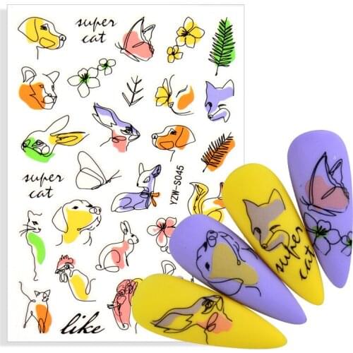 1pcs Nail Art Water Transfer Sticker Animal Human Face English Abstract Image DIY Transfer Slider For Manicure Decor