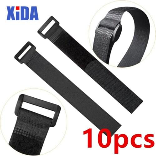 10pcs Nylon Hook & Loop Strap Cable Ties Self-adhesive Reusable Cord Tidy PC TV Organizer 20/30/45/50/60cm Length 2cm Width
