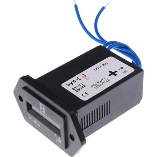 10V to 80V Truck Tractor Outboard Engine Hour Meter Rectangular