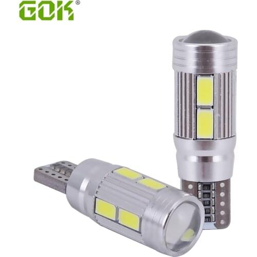 10 X T10 LED canbus W5W 194 White LED CANBUS T10 10LED NO OBC ERROR G4 LED t10 10SMD LED 5730 with Lens Projector Aluminum