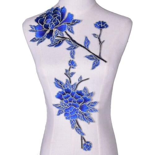 2Pcs Flowers Embroidery Patch Costume For Wedding/Evening Dress Clothing Sew On Patches Floral Lace Fabric Applique Scrapbooking
