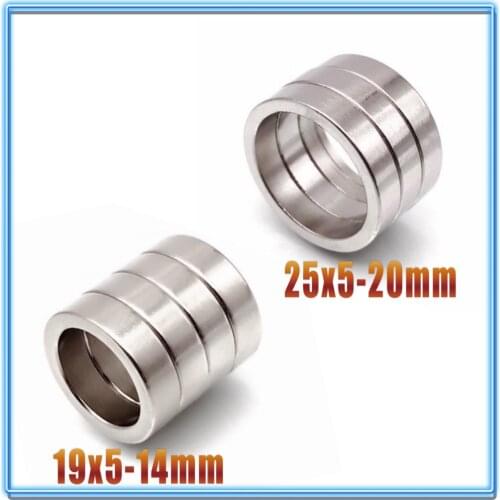 3/10/50/100Pcs 25x5 mm Hole 20mm 19x5 Hole 14mm Round Ring Neodymium Magnet Strong Permanent Rare Earth Magnets for Craf