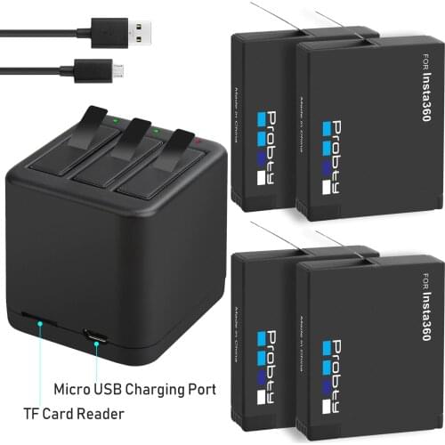 3.8V 1400mAh Insta360 ONE X battery and Micro USB battery charger support reading and writing TF card at the same time