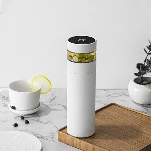 400ml Double Wall Stainless Steel Thermos With Tea Filter Leak-proof Water Bottle LCD Temperature Display Smart Vacuum Flask M