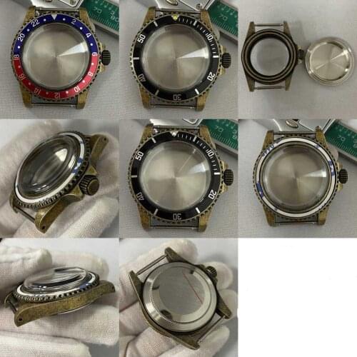 PVD Bronze Color Retro Watch Case 316L Stainless Steel Watch Case 39.5mm Suitable for NH35/NH36 Movement
