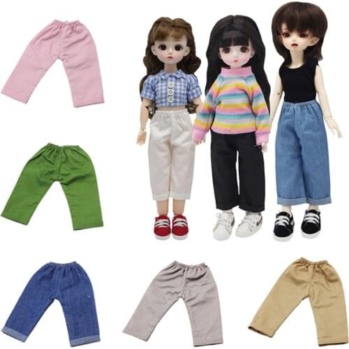 BJD 6-cent Baby Dress Base Style Wide-Leg Trousers Denim Trousers Loose-fitting 1/6 BJD Clothes Pants Toy Accessories