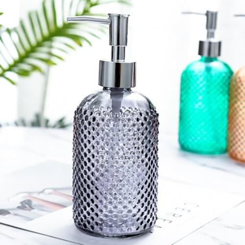 400ml Soap Shampoo Dispenser Liquid Hand Soap Glass Bottle with Stainless Steel Pump for Bathroom Portable Soap Dispensers