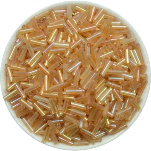 500Pcs 2x6mm Czech Glass Seed Beads Tube Spacer Long Earrings Findings Handbag Shoe Glue Sew On Bridal Cloth Dancing Dress Stick