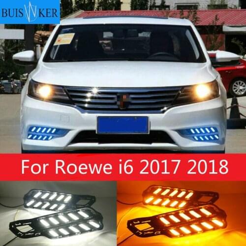 For Roewe i6 2017 2018 Daytime running lights LED DRL Fog lamp driving lights with Yellow Turn Signal Function