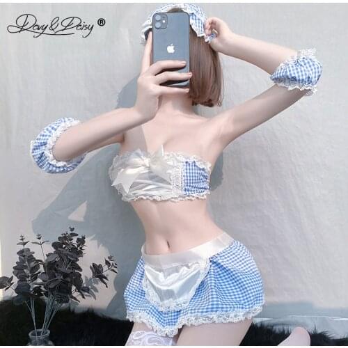 Sexy Cosplay Costumes Lingerie Underwear Classical Maid Uniform School Gril Japanese Erotic Porno Suit For Roleplay JA066