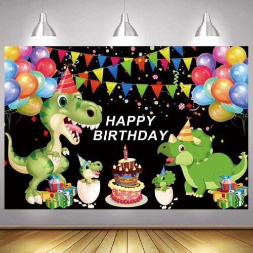 Dinosaur Photo Backdrop Jungle Animal Safari Wild Happy Birthday Party Boys Cake Decoration Photography Backgrounds Banner