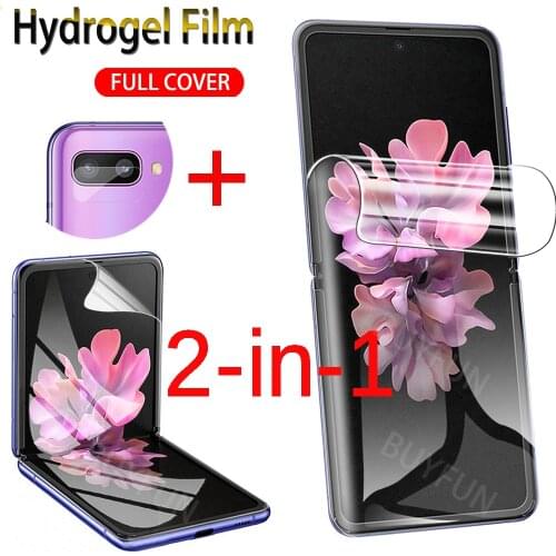 2-in-1 9D Soft Hydrogel Film For Samsung Galaxy Z Flip Screen Protector and Camare lens Film For Samsung Z Flip Front screenFilm