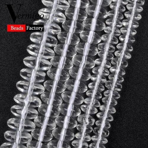 Natural Mineral Stone Smooth White Crystal Abacus Beads For Jewelry Making 4*6/5*8/6*9mm Spacer Loose Beads Diy Bracelets 15inch