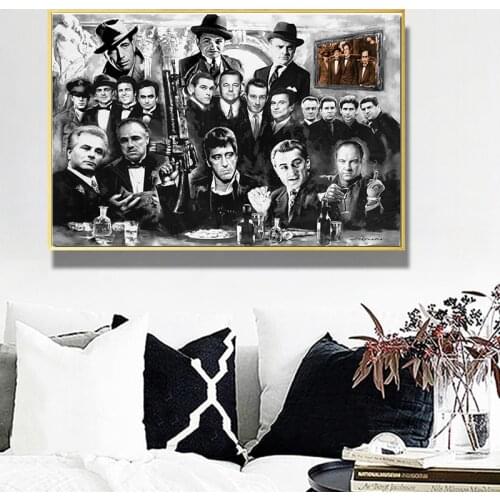 Gangsters Godfather Goodfellas AL PACINO Movie Poster and Prints Oil on Canvas Paintings Art Wall Art Pictures for Living Room