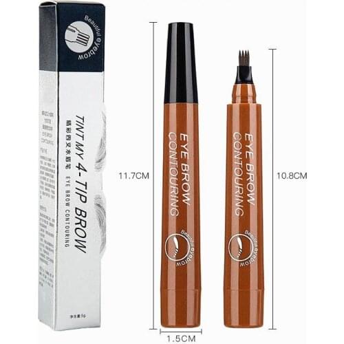 1PC Fashion 3D Microblading Eyebrow Tattoo Pen 4 Fork Fine Sketch Liquid Eyebrow Pencil 5 Colors Waterproof Eyebrow Tint T0661