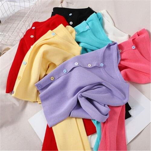 Cardigan Women All-match Sweet Color Buttons Solid Knitwear Sweater Slim Style Korean Version O Neck Top Female