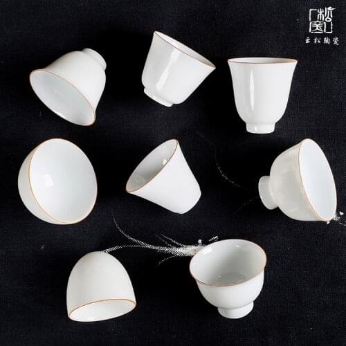 Ceramic Sweet White Glaze Teacup Pure Ceramic Whiteware Master Cup Single Cup Kung Fu Tea Set Ceramic Teacups Tea Set Siteel
