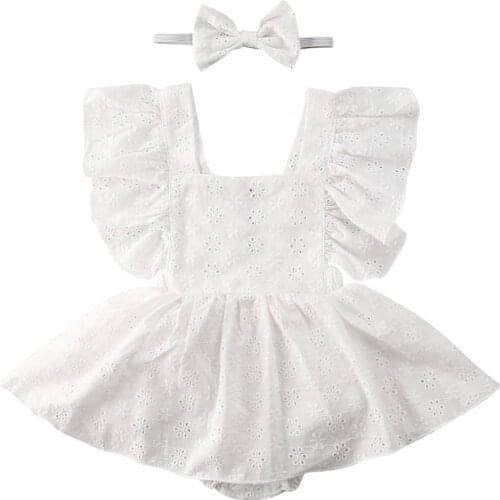 New 2PCS Kids Baby Girl Clothes Lace Romper Dress Floral Jumpsuit Outfits