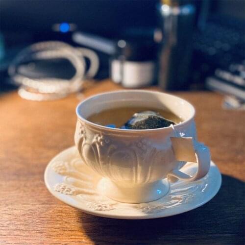 Cream-colored Arch Bouquet Classic Coffee Cup and Saucer/Afternoon Teacup and Saucer