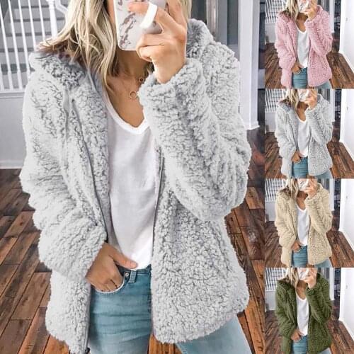Faux Fur Coat Women Winter Coats 2020 Casual Warm Soft Zipper Fur Jacket Plush Overcoat Pocket Plus Size Hooded Teddy Coat