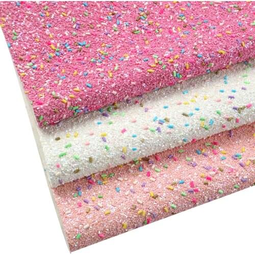 Shimmer Chunky Glitter Sequins Faux Leather Sheets Polymer Slices Synthetic Leather Fabric 20x33cm for DIY Earrings Hair Bow
