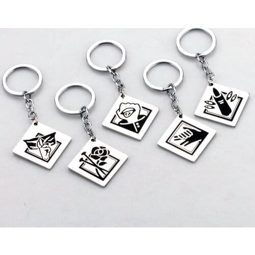 Fashion Jujutsu Kaisen Yuji Itadori Keychain Fushiguro Megumi Stainless Steel Keyring Holder Cosplay Accessories Gifts 10pcs