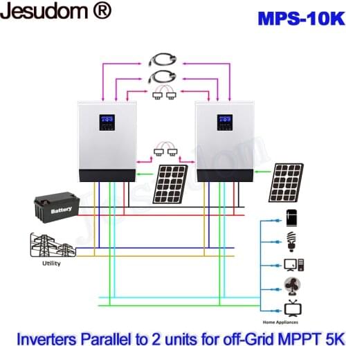 MPPT 10000VA 48V Solar Inverter 48Vdc to 230Vac Built-in 2*48V80A Solar Charge Controller Can Charge Max. Solar Panels 8000W