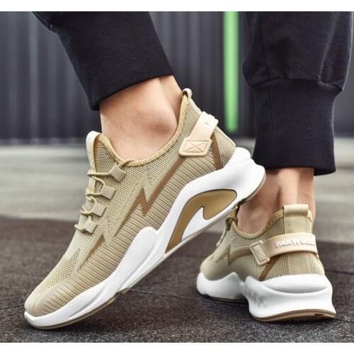 Mens new knitted lace-up soft-soled shoes cushioning casual shoes lightweight breathable outdoor non-slip sole running sneakers