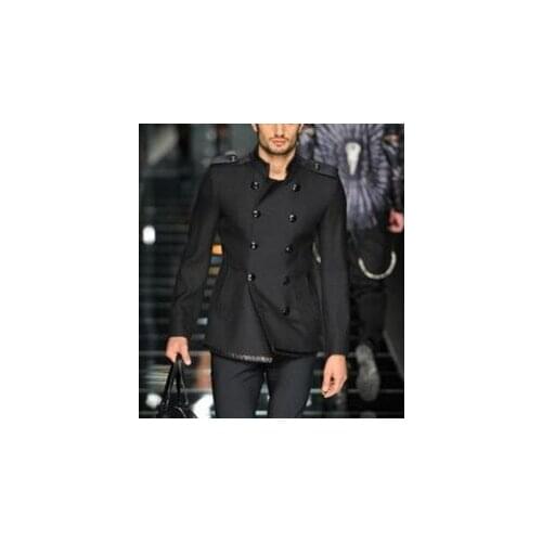 Mens latest unique design double-breasted black jacket dinner jacket wedding mens groom dress wedding blazer