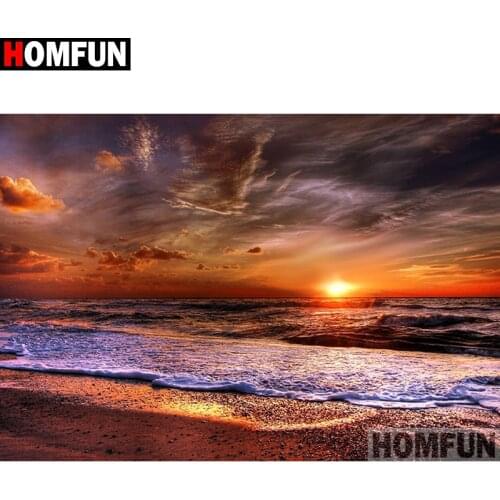 HOMFUN DIY Diamond Painting "Dusk seascape" Full Drill Square Round Diamond Embroidery 5D Cross Stitch Decoration Home A27527