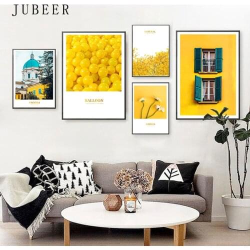 Ins Yellow Balloon Poster Landscape Rustic Decorative Painting Paintings on The Wall Pictures for Living Room Home Decor