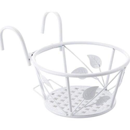 Hanging Railing Flower Bed Black 22*22*11cm Indoor And Outdoor Use Leaf Style Plant Stand