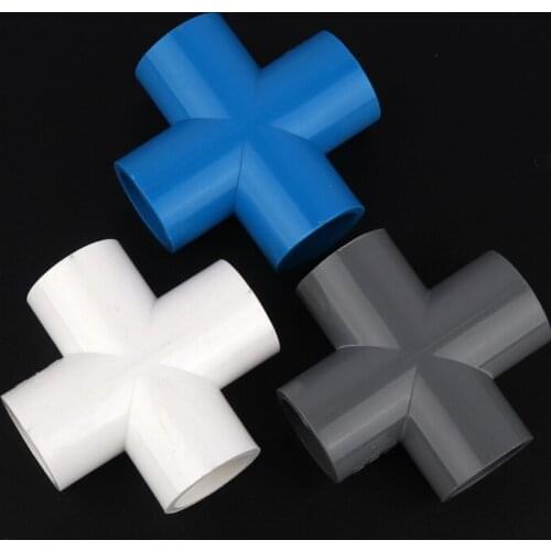 15pcs/lot 32mm PVC Cross Connector Garden Farm Irrigation Fittings Kitchen Water Tap Aquarium Tank Adapter Water Pipe Connectors