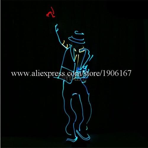 Programmable Led Dance Fiber Optic Costumes MJ Style Full Color Light Up Jacket Robot Suit Led Colorful Party Stage Show Wears